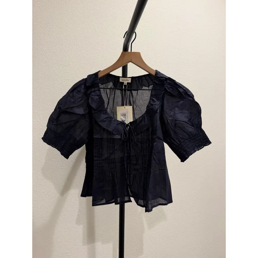sorella Maysilee Cotton Top navy blue size XS $147